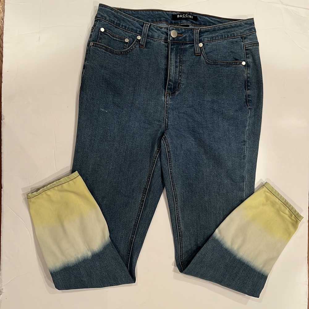 Baccini stretch high rise, skinny, denim jeans ombré dip dye - Size 8